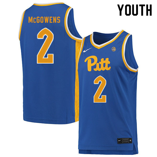 Youth #2 Trey McGowens Pitt Panthers College Basketball Jerseys Sale-Blue
